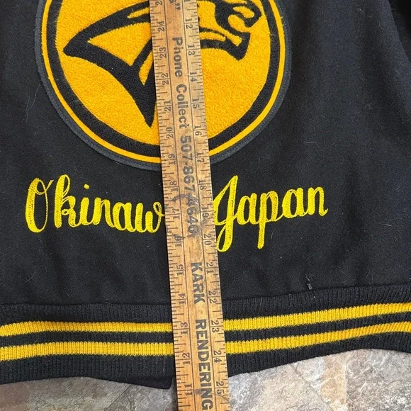 Black and Yellow Varsity Jacket with Leather Sleeves 2001. Men’s L - Picture 8 of 11